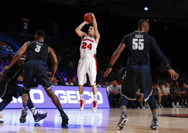 Wisconsin guard Bronson Koenig (24) shoots on Thanksgiving against Georgetown. PHOTO: Kevin Jairaj, USA TODAY