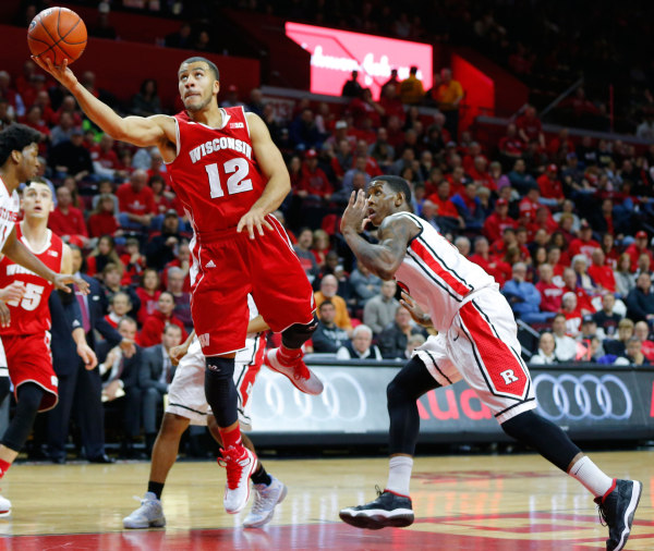 Wisconsin guard Traevon Jackson (12) drives to the basket during the first half against the Rutgers. PHOTO: Jim O'Connor, USA Today