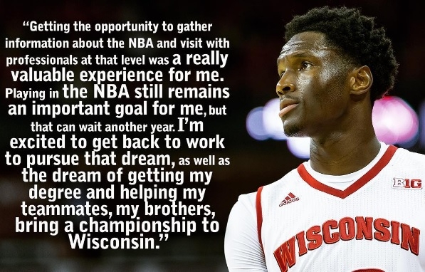 Hayes returning to the Badgers