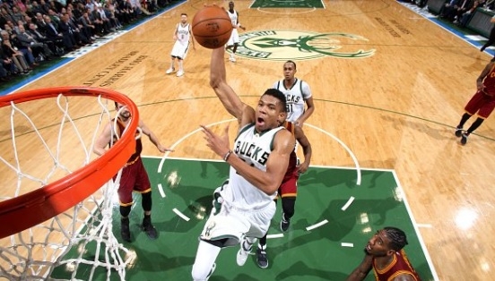 Antetokounmpo moves into record books with LeBron James, in beating Cavs