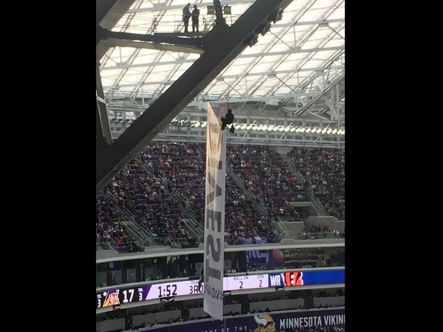 Authorities theorize as to how pipeline protesters got climbing equipment into stadium
