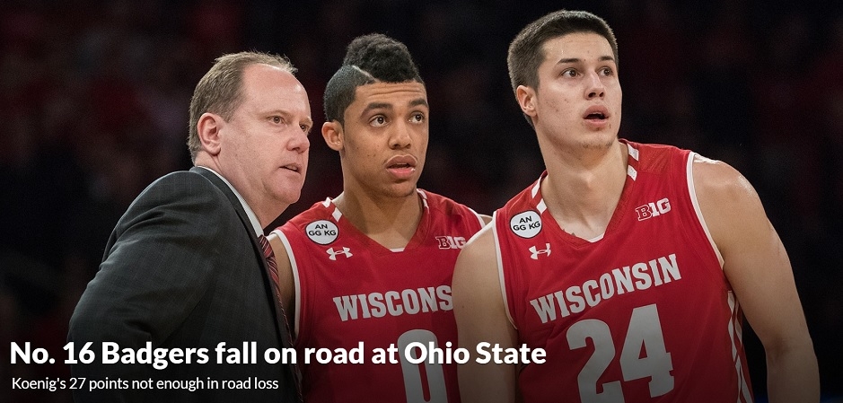 Koenig scores career high, becomes UW all-time 3-pointer leader in loss to Ohio State