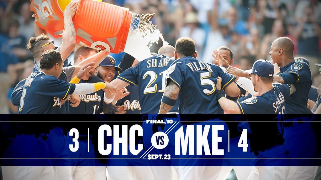 WATCH: Shaw hits walk-off HR in Brewers third straight 10-inning duel with Cubs