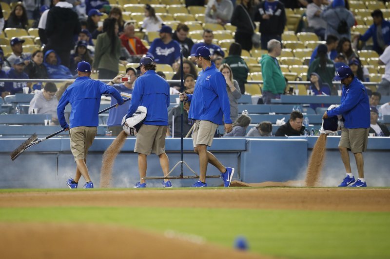 Sewage leak spills onto field during game at Dodger Stadium