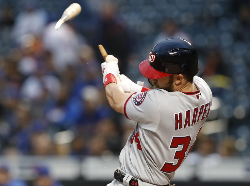 WATCH: Bryce Harper breaks bat in two on long home run