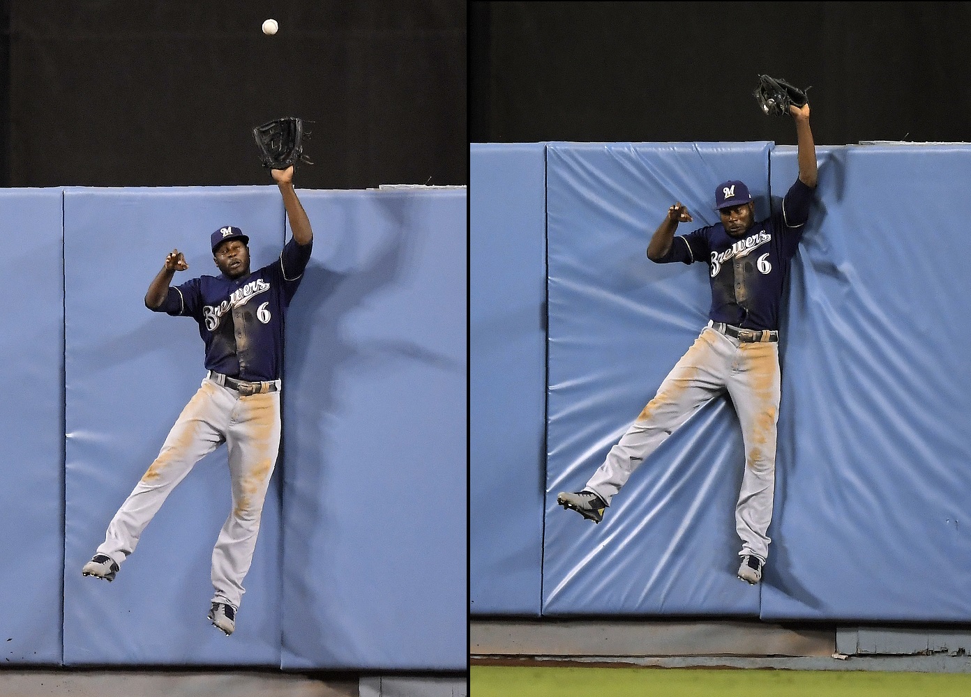 Lorenzo Cain CRASHES into the wall to rob a home run! 