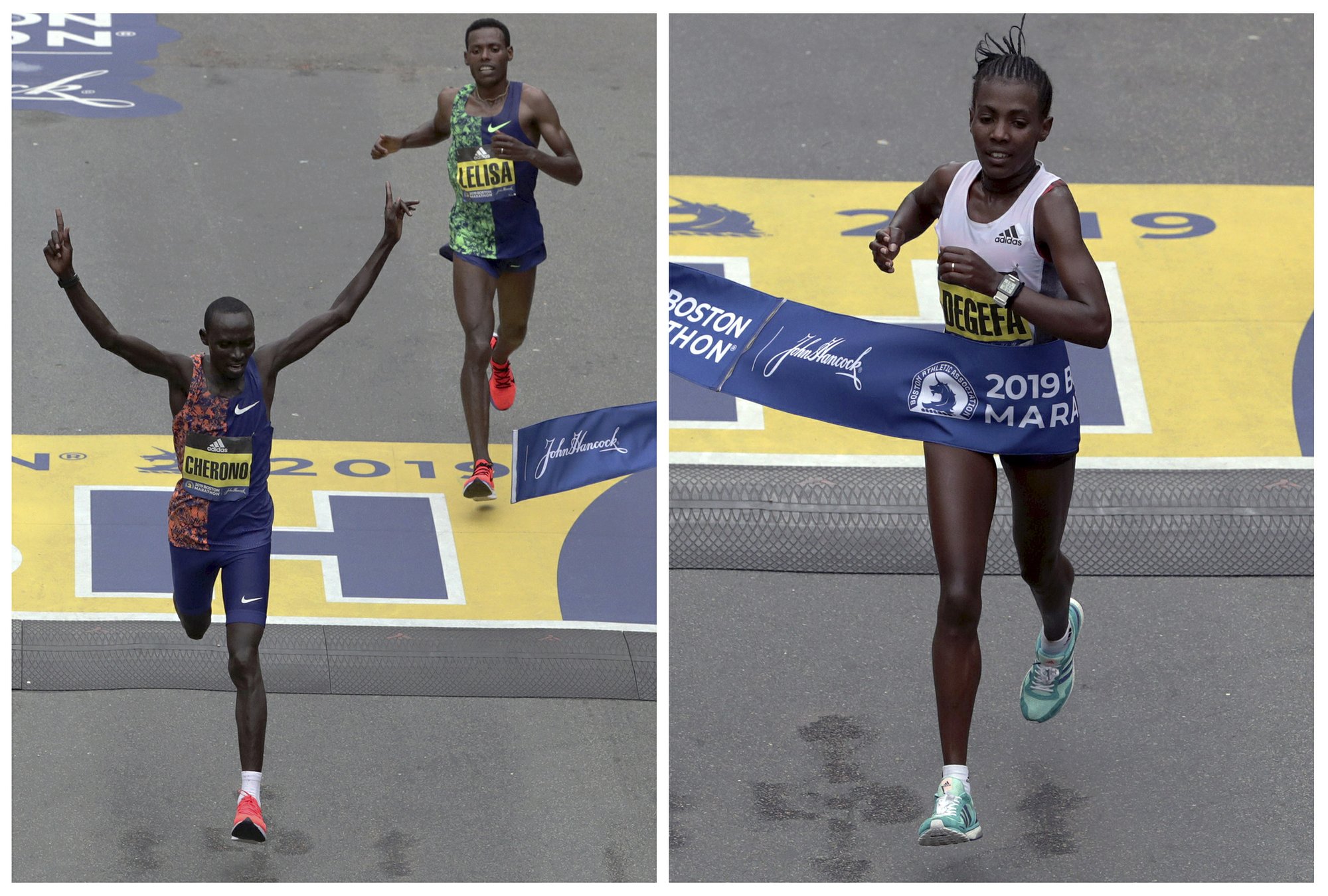 Kenya’s Cherono wins men’s Boston Marathon in sprint to tape