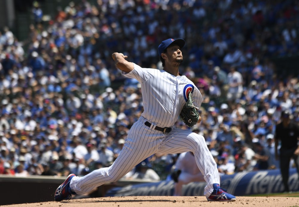 Heyward, Darvish lead Cubs to sweep of Brewers with 7-2 win.