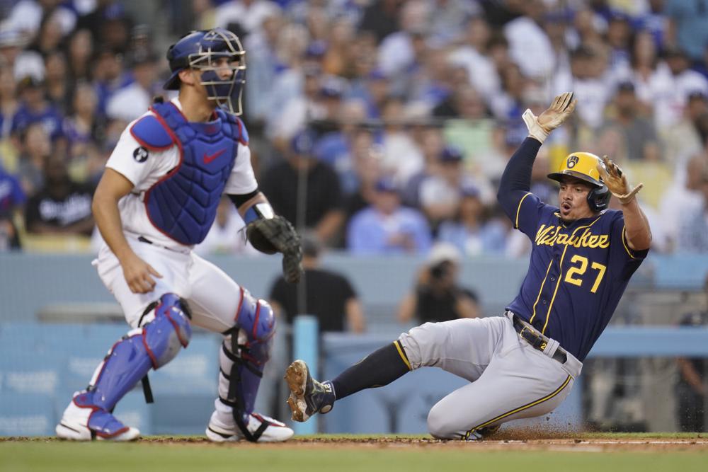 Dodgers pummel Brewers again, Heaney strikes out 10