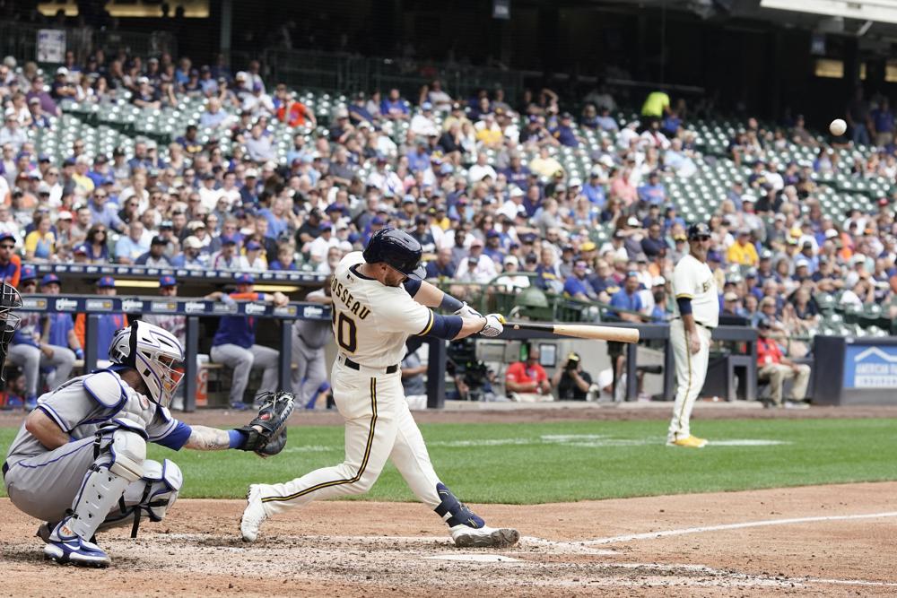 Brosseau slam lifts Brewers 6-0, Mets set hit batter record