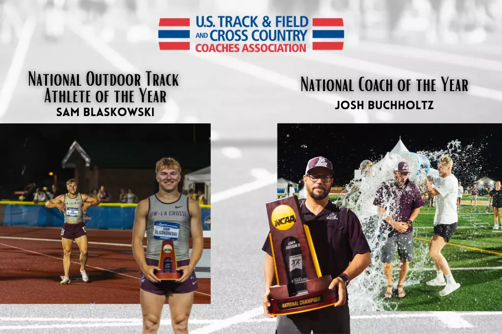 UW-La Crosse T&F coach Buchholtz, sprinter Blaskowski take home coach, athlete of year awards